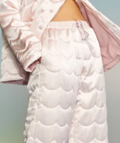 Cynthia Rowley Quilted Silk Pajama Pant Bottoms