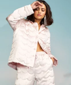 Cynthia Rowley Quilted Silk Pajama Top Tops