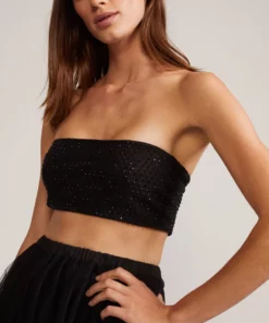 Cynthia Rowley Rhinestone Mesh Bandeau Top Tops