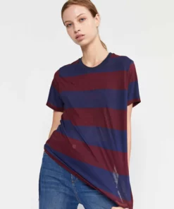 Cynthia Rowley Printed Stripes Tee Tops