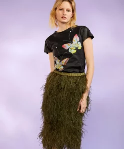 Cynthia Rowley Butterfly Metallic Tee Tops