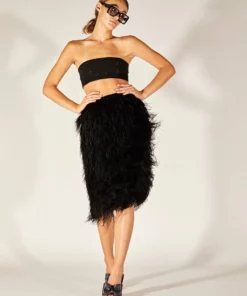 Cynthia Rowley Midi Feather Skirt