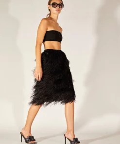 Cynthia Rowley Midi Feather Skirt