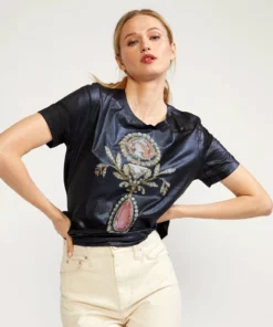 Cynthia Rowley Tops Jewel Metallic Tee