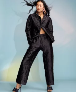 Cynthia Rowley Quilted Silk Pajama Pant Bottoms