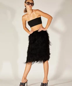 Cynthia Rowley Midi Feather Skirt