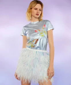 Cynthia Rowley Butterfly Metallic Tee