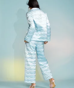 Cynthia Rowley Quilted Silk Pajama Pant Bottoms