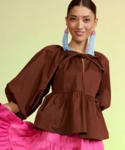 Cynthia Rowley Nomad Polished Cotton Top Tops