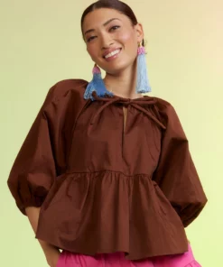 Cynthia Rowley Nomad Polished Cotton Top Tops