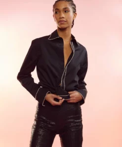 Cynthia Rowley Crystal Button Down Shirt