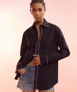 Cynthia Rowley Crystal Button Down Shirt