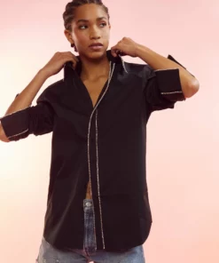 Cynthia Rowley Crystal Button Down Shirt