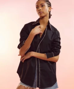 Cynthia Rowley Crystal Button Down Shirt