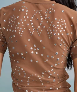 Cynthia Rowley Tops Crystal Embellished Mesh Baby Tee 7 Cynthia Rowley Tops Crystal Embellished Mesh Baby Tee