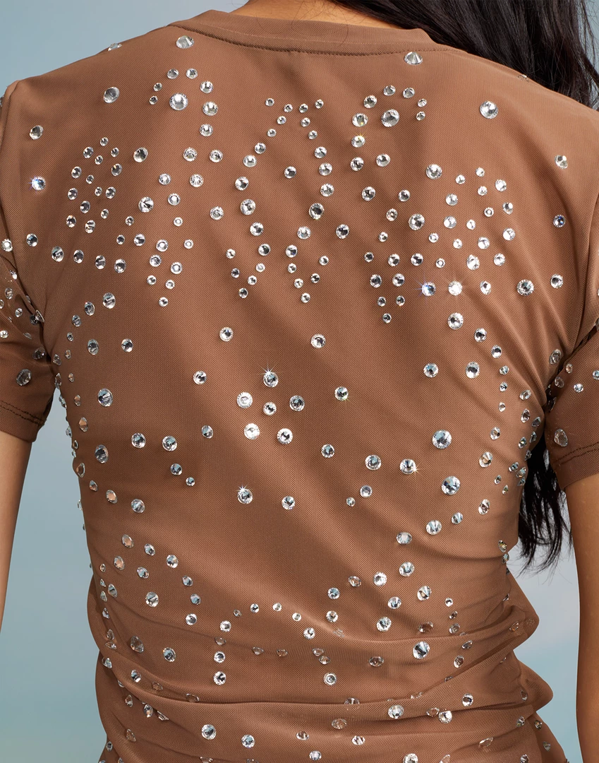 Cynthia Rowley Tops Crystal Embellished Mesh Baby Tee 4 Cynthia Rowley Tops Crystal Embellished Mesh Baby Tee