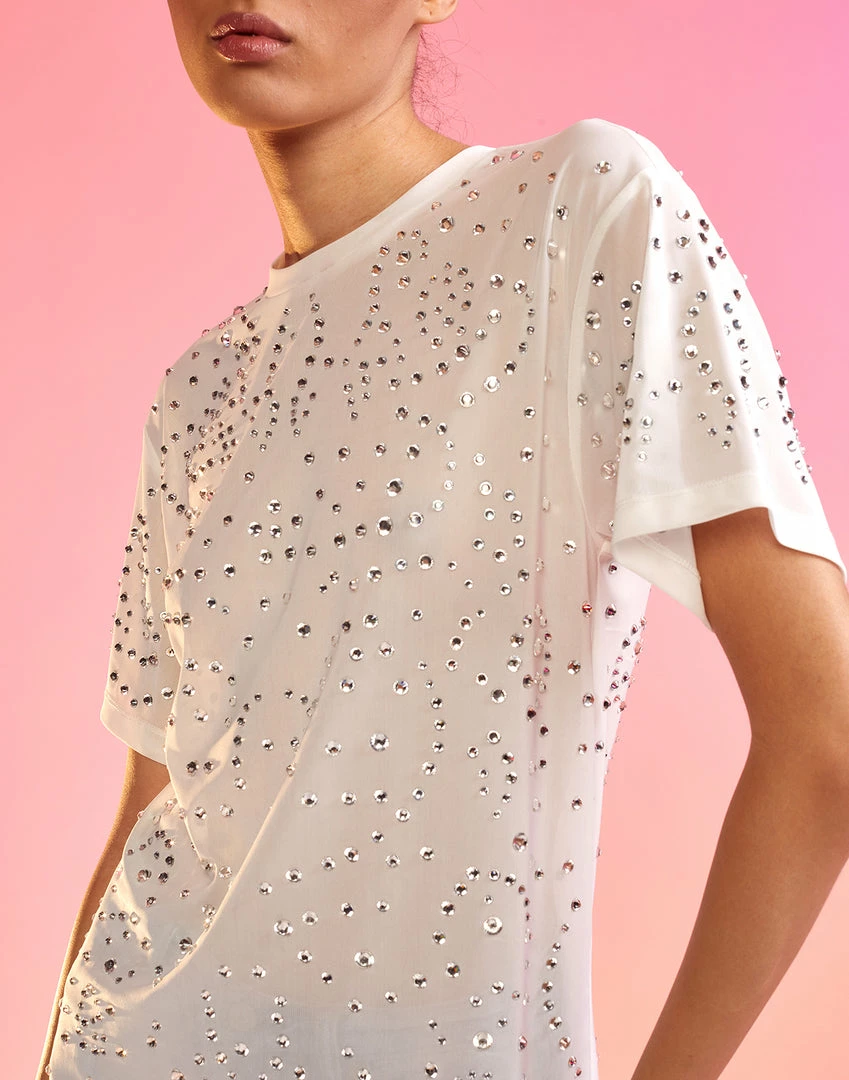 Cynthia Rowley Crystal Embellished Mesh Tee 7 Cynthia Rowley Crystal Embellished Mesh Tee