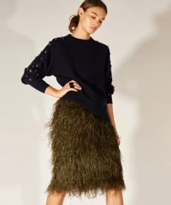 Cynthia Rowley Bottoms Midi Feather Skirt