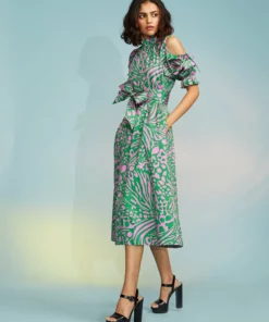 Cynthia Rowley Dresses Cold Shoulder Printed Dress