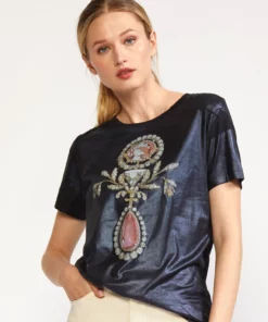 Cynthia Rowley Tops Jewel Metallic Tee