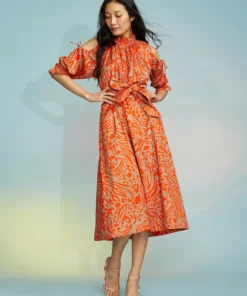 Cynthia Rowley Cold Shoulder Printed Dress