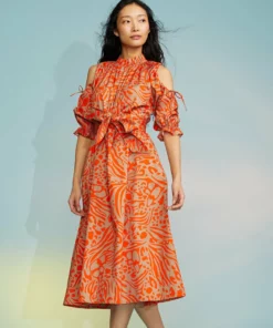 Cynthia Rowley Cold Shoulder Printed Dress