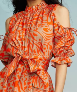 Cynthia Rowley Cold Shoulder Printed Dress