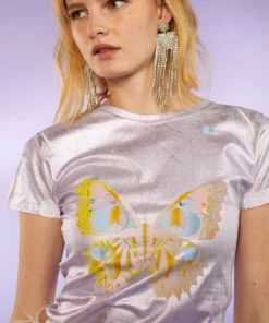 Cynthia Rowley Butterfly Metallic Tee