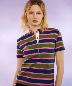 Cynthia Rowley Stripe Polo Tee