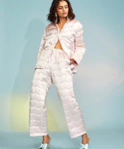 Cynthia Rowley Quilted Silk Pajama Pant Bottoms