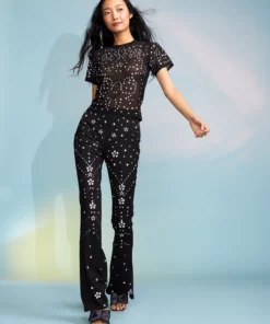 Cynthia Rowley Crystal Embellished Mesh Trousers 7 Cynthia Rowley Crystal Embellished Mesh Trousers