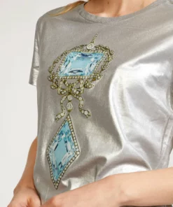 Cynthia Rowley Jewel Metallic Tee Tops