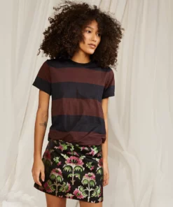Cynthia Rowley Tops Printed Stripes Tee