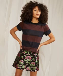 Cynthia Rowley Tops Printed Stripes Tee