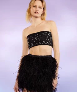 Cynthia Rowley Crystal Mesh Bandeau Top