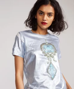 Cynthia Rowley Tops Jewel Metallic Tee