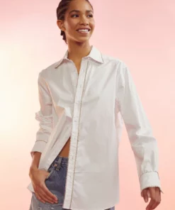 Cynthia Rowley Crystal Button Down Shirt Tops