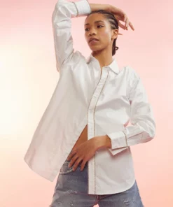 Cynthia Rowley Crystal Button Down Shirt Tops