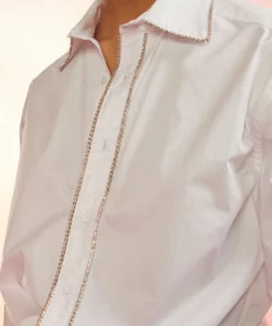 Cynthia Rowley Crystal Button Down Shirt Tops