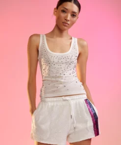 Cynthia Rowley Crystal Embellished Mesh Tank Top Tops 8 Cynthia Rowley Crystal Embellished Mesh Tank Top Tops