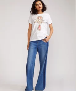 Cynthia Rowley Jewel Metallic Tee Tops