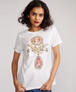 Cynthia Rowley Jewel Metallic Tee Tops